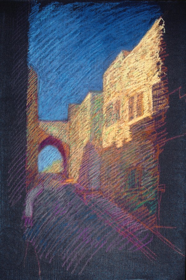 Street of the Knights, 1988, pastel, 19x25". by Michael Newberry