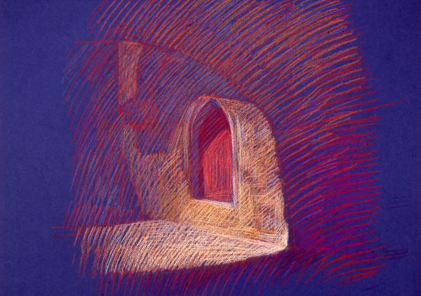 Red Door, 1995, pastel, 19x25". by Michael Newberry